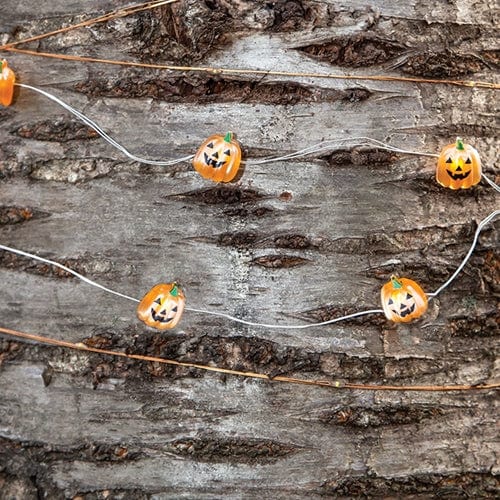 Jack O Lantern Light String / Set Battery Operated LED Timer, 15 Count