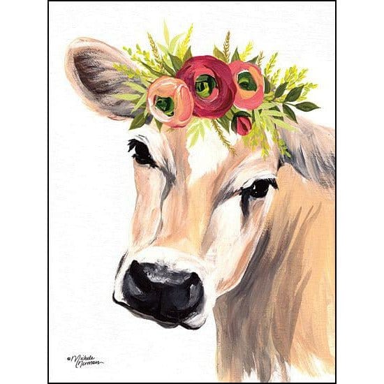 Penny Lane Publishing Jersey Cow With Floral Crown By Michele Norman Art Print - 12 X 16
