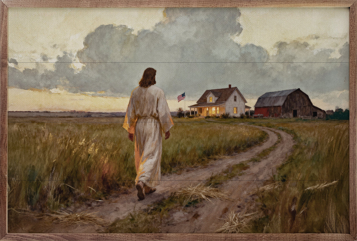 Kendrick Home Walnut Frames Sizes Jesus And The Faithful Homestead Printed and Framed Wall Sign