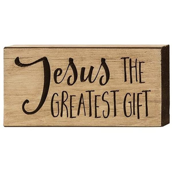 Jesus the Greatest Gift Sign - Engraved Wood 8&quot; Long-Craft Wholesalers-The Village Merchant