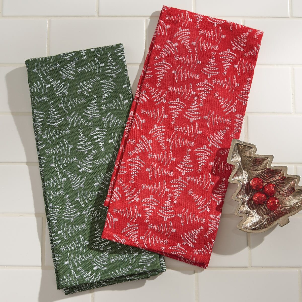 Jingle Jangle Jacquard Trees Decorative Towel Set of 2