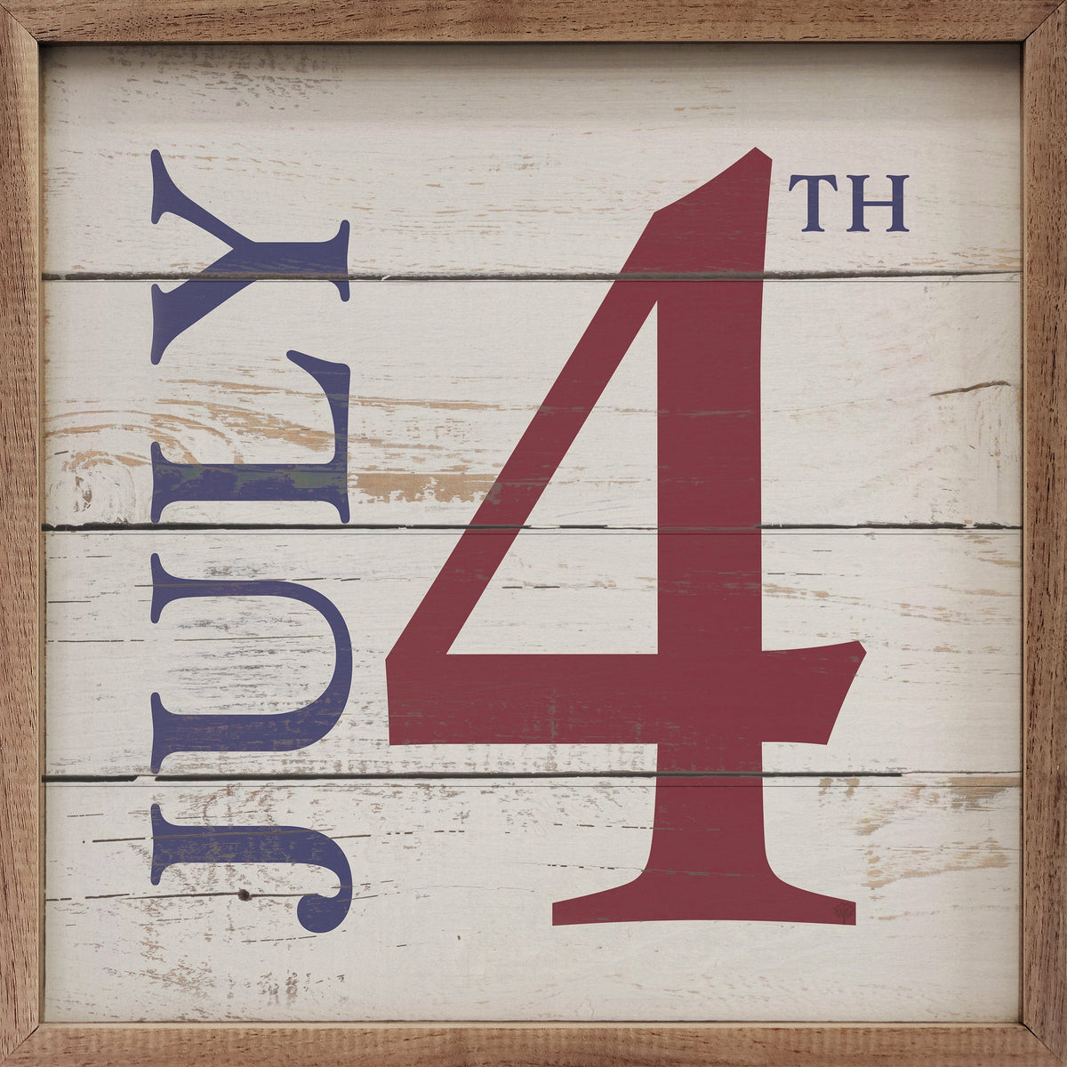 Kendrick Home Walnut Frames Sizes July 4th Whitewash Printed and Framed Wall Sign