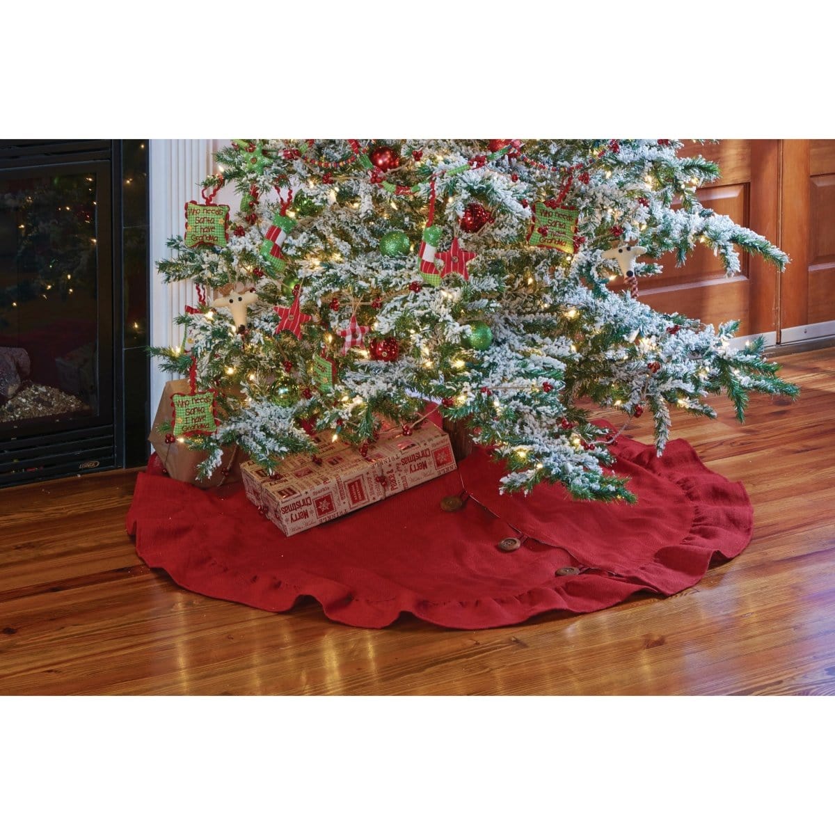 Jute Burlap In Red Tree Skirt 60" Diameter Round-Park Designs-The Village Merchant