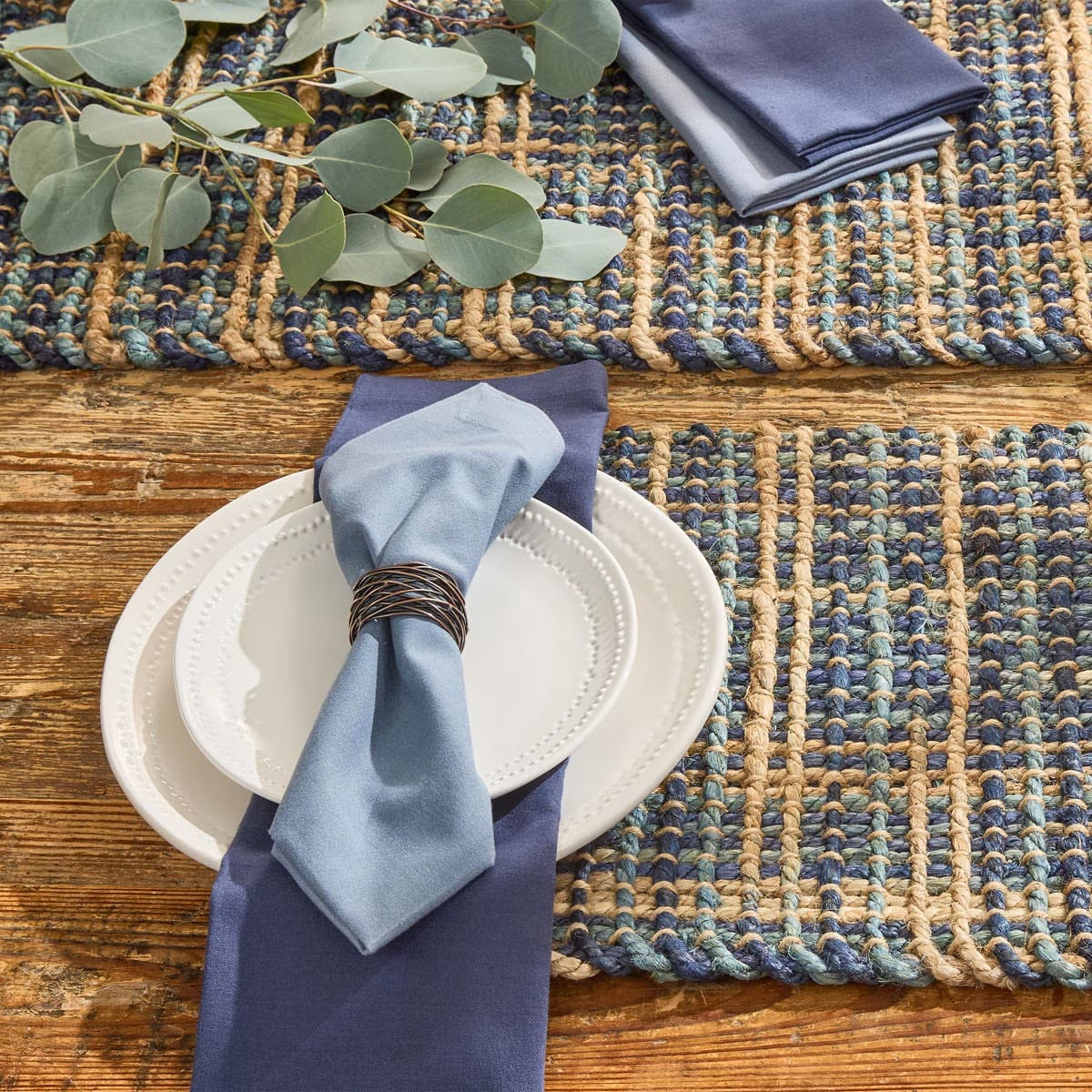 Park Designs Table Runner Kaleidoscope in Blue Woven Table Runner 36" Long