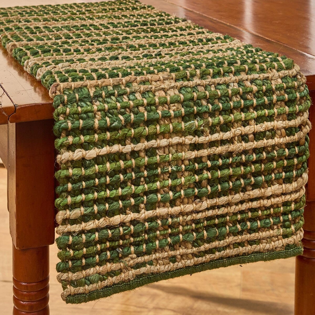 Park Designs Table Runner Kaleidoscope in Green Woven Table Runner 36" Long