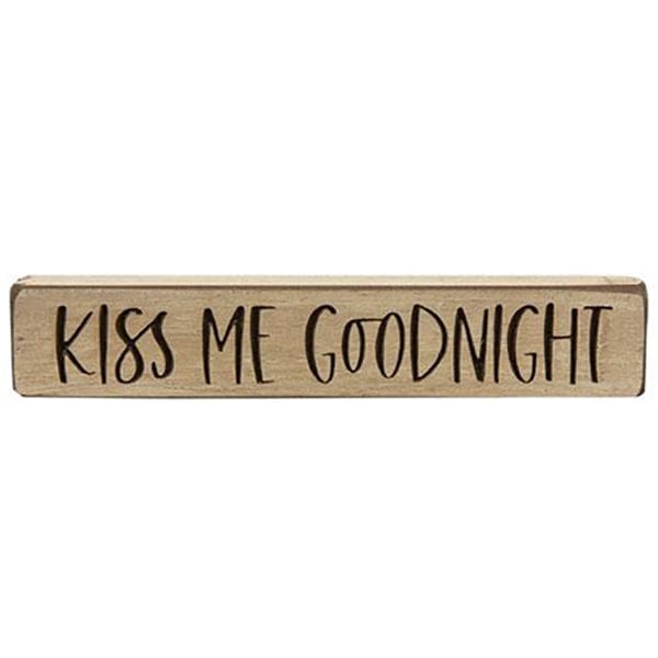 Kiss Me Goodnight Engraved Wood Sign 9&quot; Long