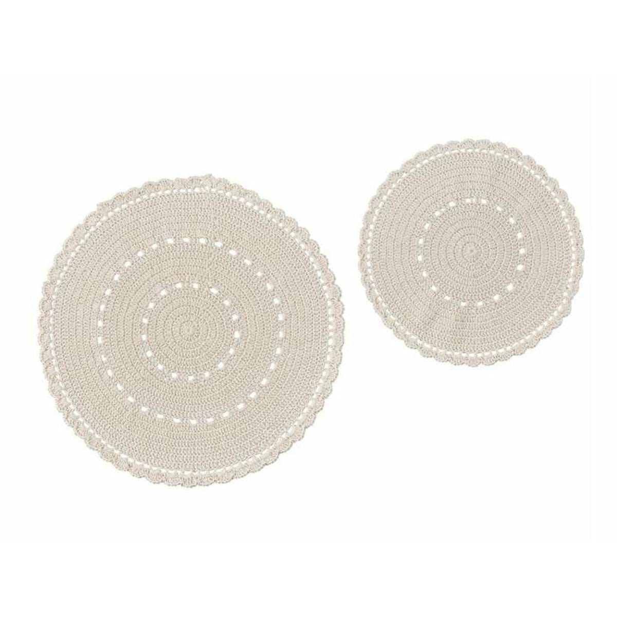 Lace in Cream Crocheted Accent Mat Round Set of 2 - Assorted Sizes-Park Designs-The Village Merchant