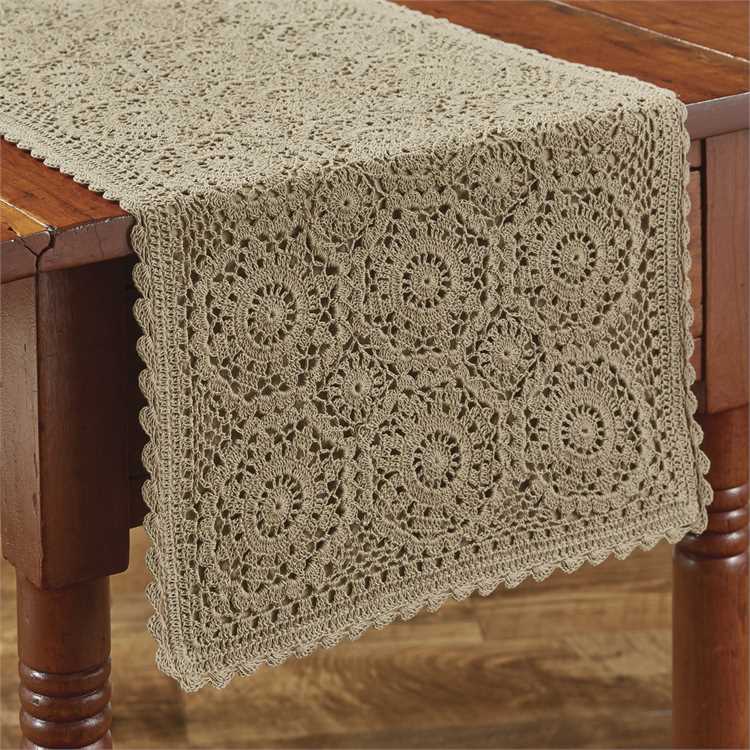 Lace in Oatmeal Table Runner 36&#39; Long-Park Designs-The Village Merchant