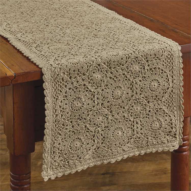 Lace in Oatmeal Table Runner 54&#39; Long-Park Designs-The Village Merchant