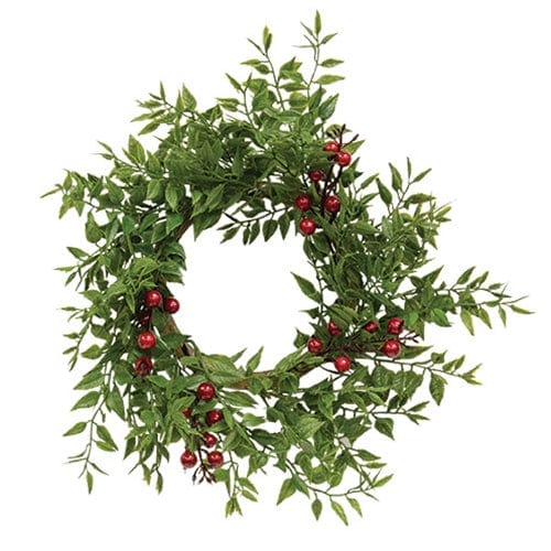 Lady Ruscus &amp; Berries Candle Ring / Wreath 4.5&quot; Inner Diameter