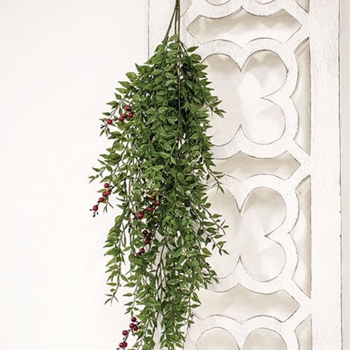 Lady Ruscus &amp; Berries Hanging Bush Drip Garland 36&quot; Long