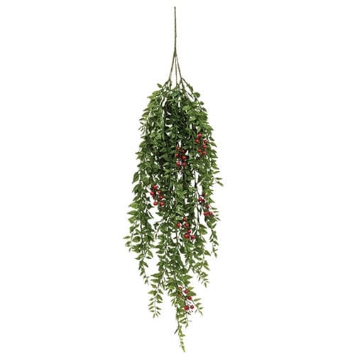 Lady Ruscus &amp; Berries Hanging Bush Drip Garland 36&quot; Long