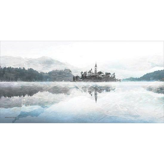 Penny Lane Publishing Lake Escape With Village By Bluebird Barn Art Print - 9 X 18