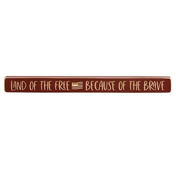 Land Of The Free Because of The Brave Engraved Wood Sign 18&quot; Long-CWI Gifts-The Village Merchant