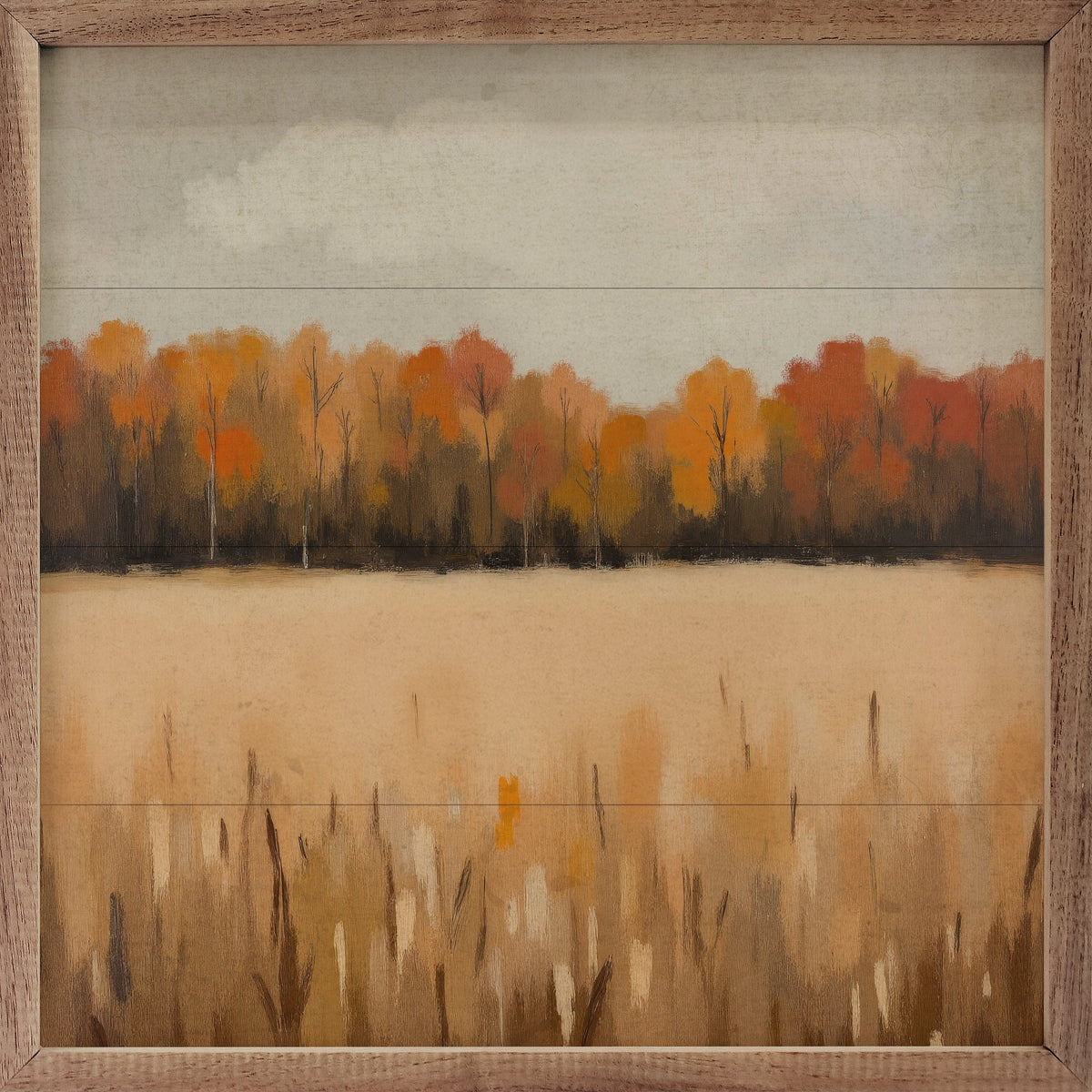 Kendrick Home Walnut Frames 4x4 Landscape Scene Printed and Framed Wall Sign