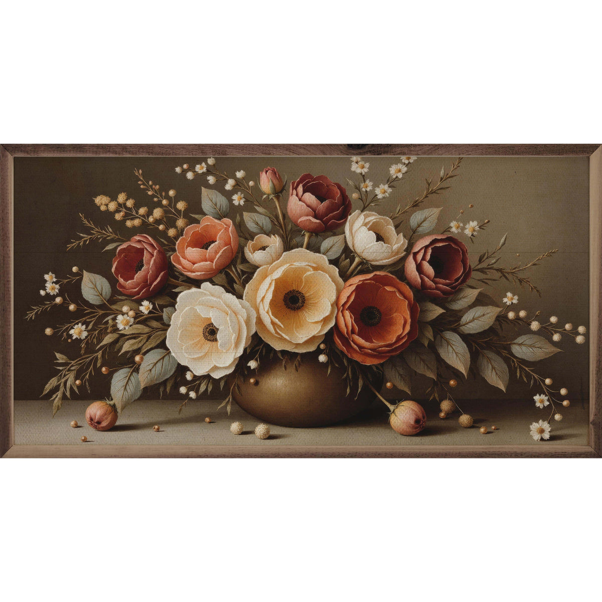 Kendrick Home Walnut Frames Large Autumn Bouquet Printed and Framed Wall Sign