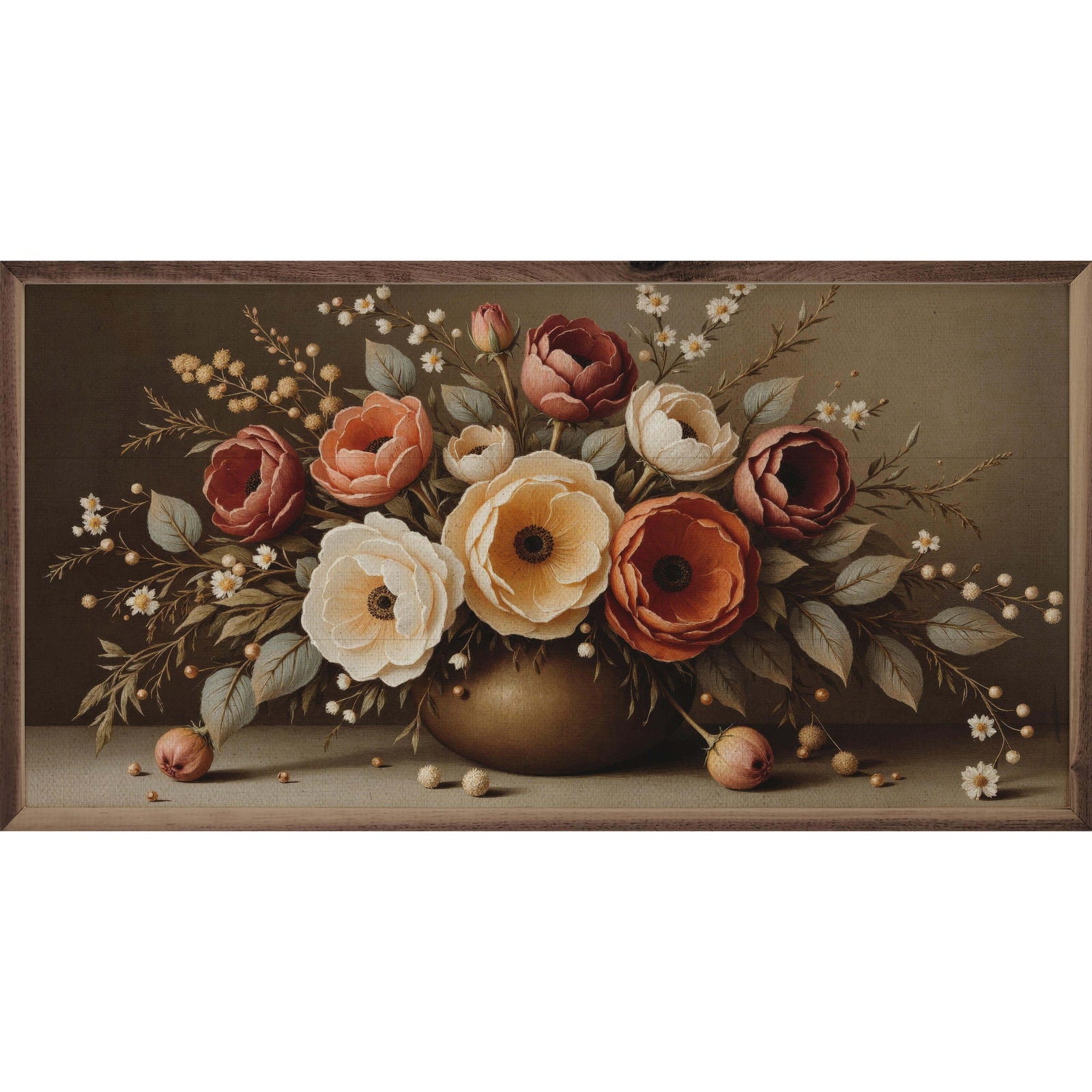 Kendrick Home Walnut Frames Large Autumn Bouquet Printed and Framed Wall Sign