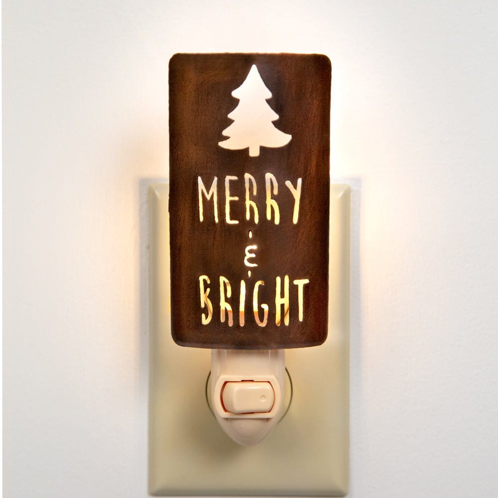 Laser Cut Metal Merry & Bright Night Light-CTW Home-The Village Merchant