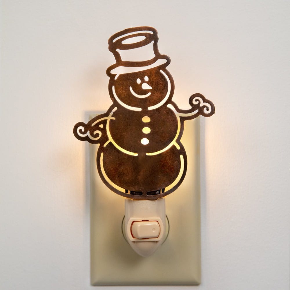 Laser Cut Metal Snowman Night Light-CTW Home-The Village Merchant