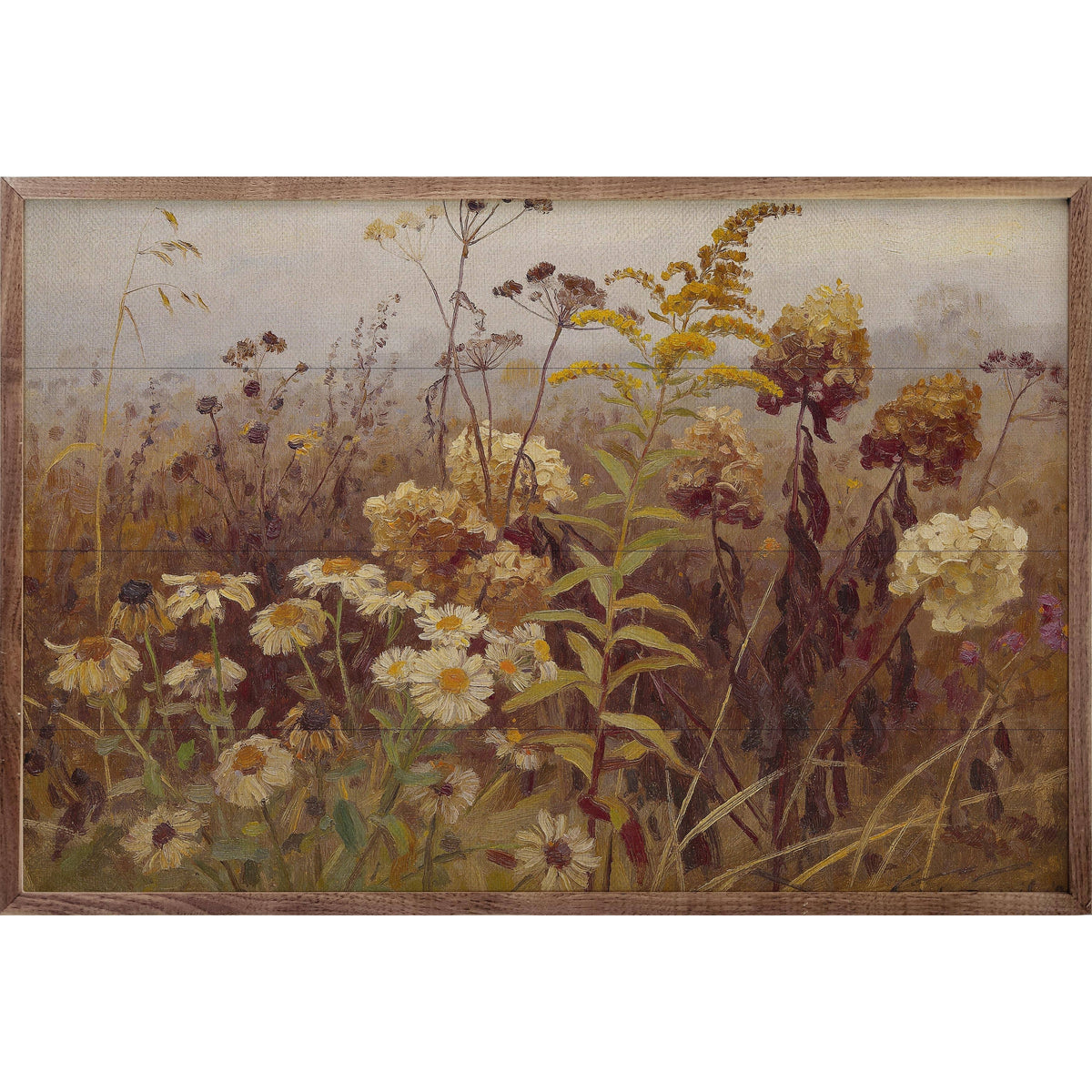 Kendrick Home Walnut Frames 8x5 Late Season Wildflower Meadow Printed and Framed Wall Sign