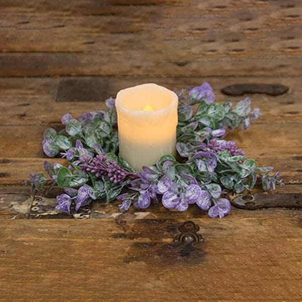 Lavender Eucalyptus With Seeds Candle Ring / Wreath 3.5&quot; Inner Diameter