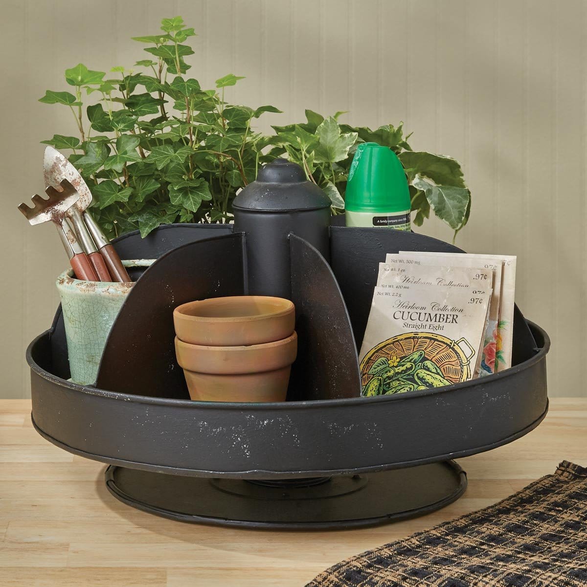 Lazy Susan - Black Caddy / Organizer 6 Pocket-Park Designs-The Village Merchant