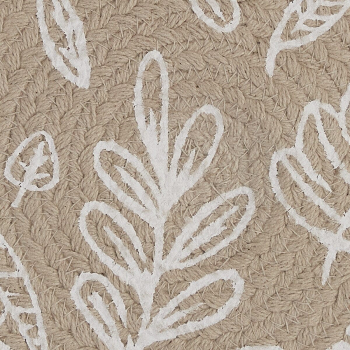 Leaf in Stone Braided & Printed Trivet 8" Diameter Round Set of 2