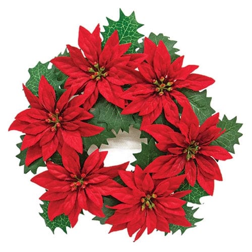 Leafy Poinsettia Candle Ring / Wreath 3" Inner Diameter