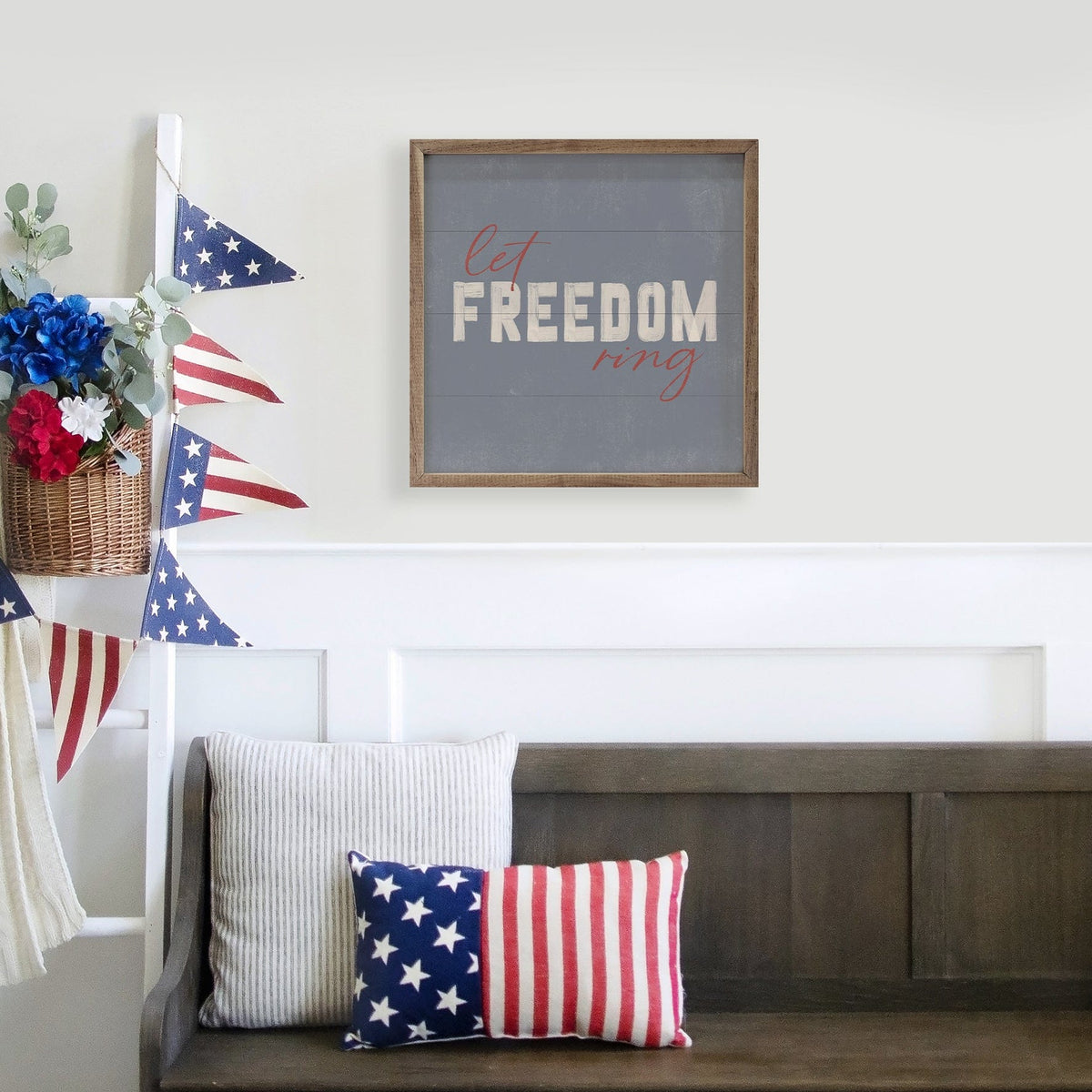 Let Freedom Ring Blue Printed and Framed Wall Sign