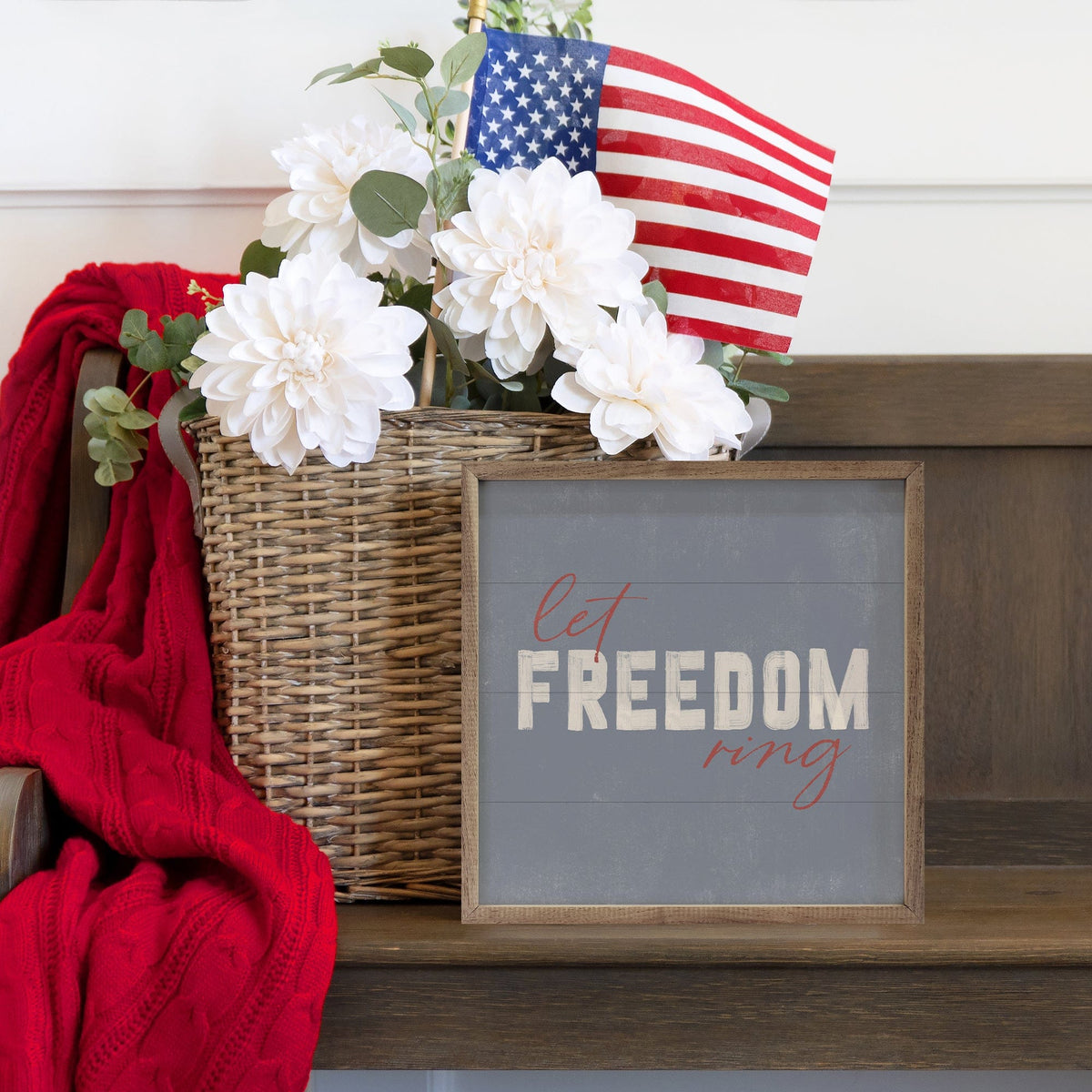 Let Freedom Ring Blue Printed and Framed Wall Sign