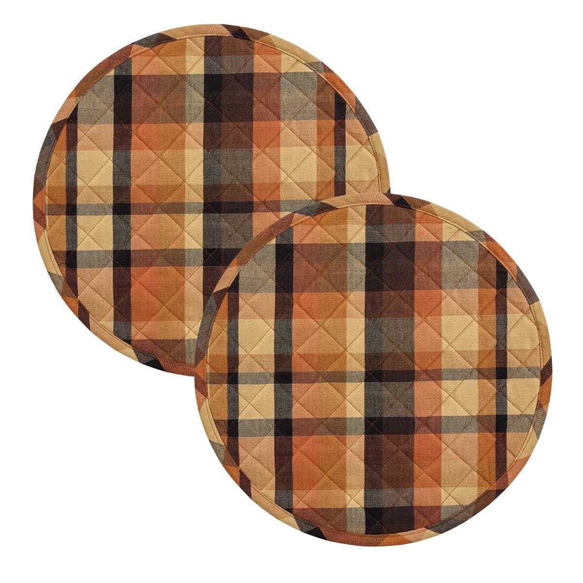 Let's Go Pickin' Plaid & Quilted Placemat Round Set of 2