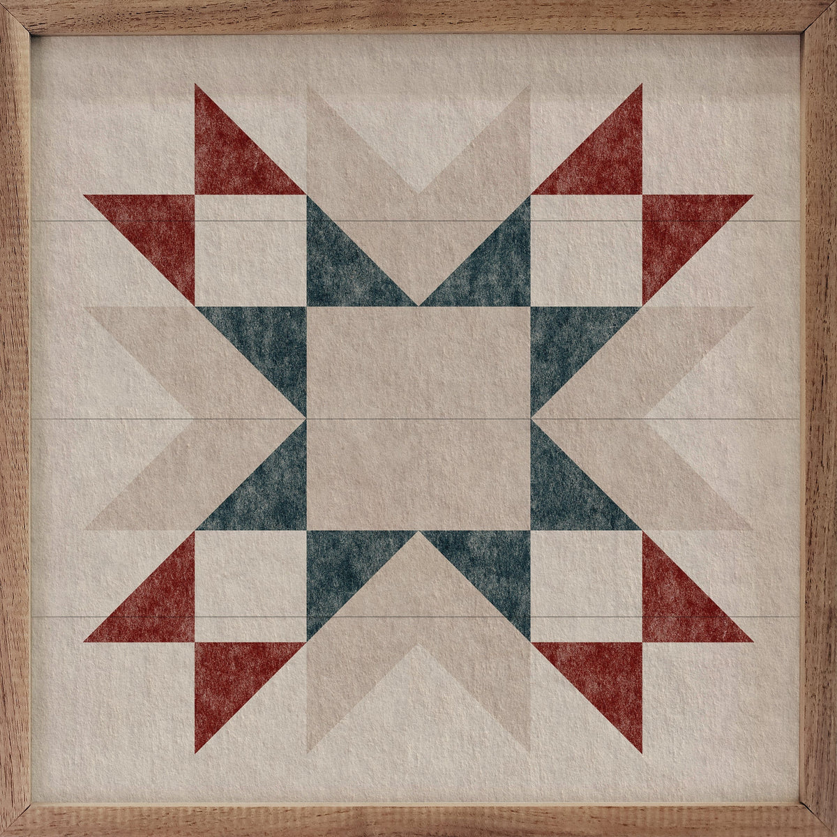 Kendrick Home Walnut Frames Sizes Liberty Star Quilt Block Printed and Framed Wall Sign