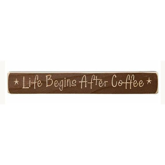 Life Begins After Coffee Sign - Engraved Wood 12" Long-Craft Wholesalers-The Village Merchant