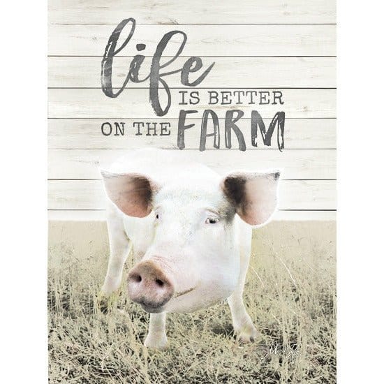 Life Is Better On The Farm Pig By Marla Rae Art Print - 12 X 16-Penny Lane Publishing-The Village Merchant