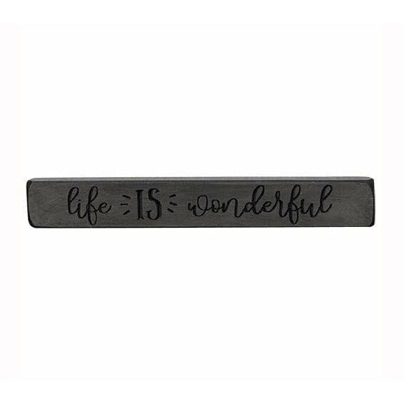 Life IS Wonderful Sign - Engraved Wood 12&quot; Long-Craft Wholesalers-The Village Merchant