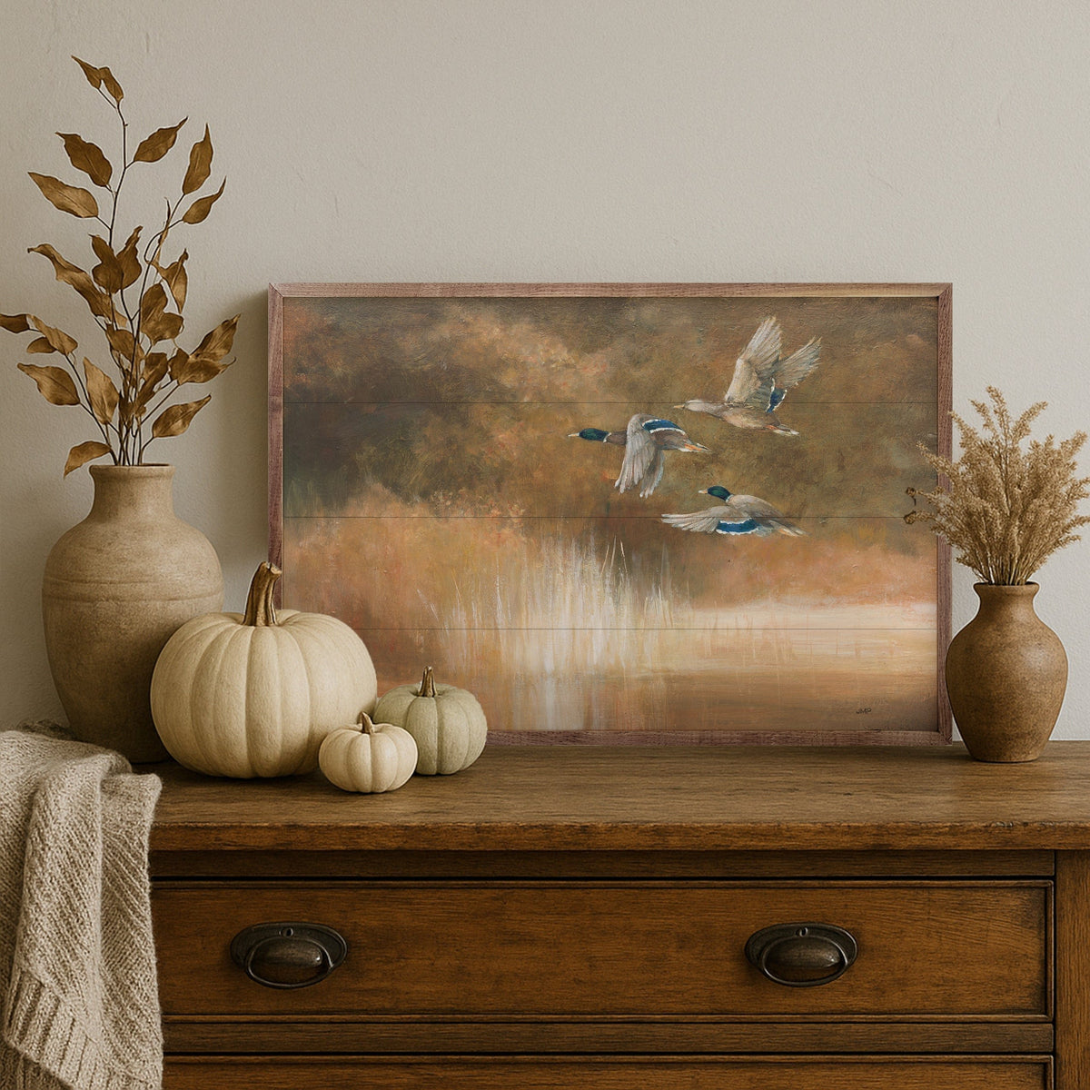 Kendrick Home Walnut Frames Life On The Lake By Julia Purinton Printed and Framed Wall Sign