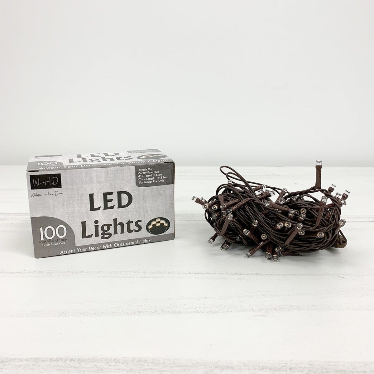 Light String - Electric Plug-In 100 Count Teeny Rice LED Clear Bulbs - Brown Cord-Wholesale Home Decor-The Village Merchant
