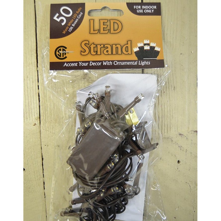 Light String - Electric Plug-In 50 Count Teeny Rice LED Clear Bulbs - Brown Cord-Wholesale Home Decor-The Village Merchant