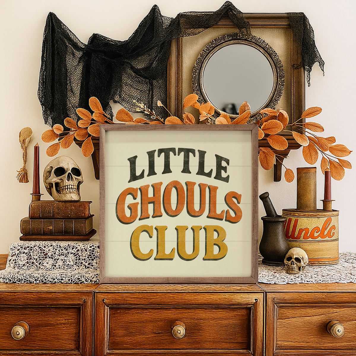 Little Ghouls Club Printed and Framed Wall Sign