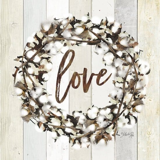 Love Cotton Wreath By Marla Rae Art Print - 12 X 12-Penny Lane Publishing-The Village Merchant