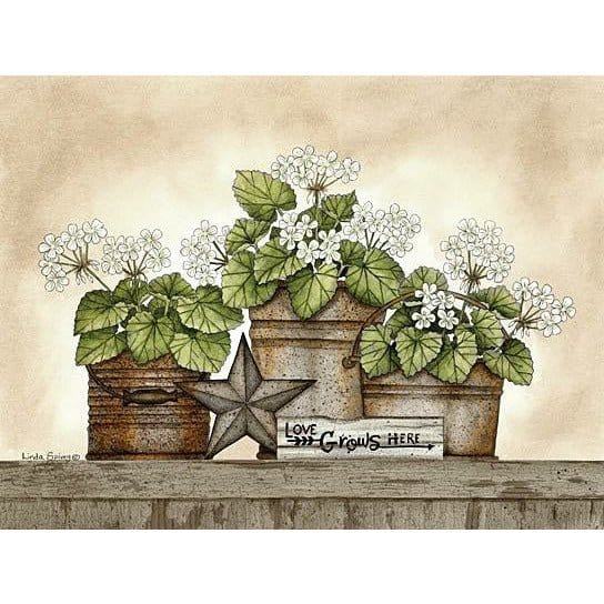 Love Grows Here Geraniums By Linda Spivey Art Print - 12 X 16-Penny Lane Publishing-The Village Merchant