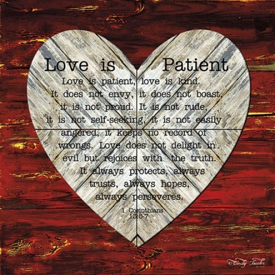 Penny Lane Publishing Love Is Patient By Cindy Jacobs Art Print - 12 X 12