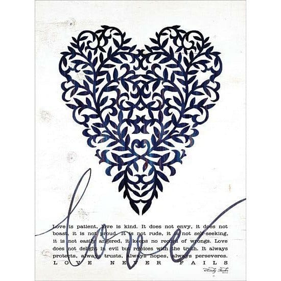 Love Never Fails In Navy By Cindy Jacobs Art Print - 12 X 16-Penny Lane Publishing-The Village Merchant