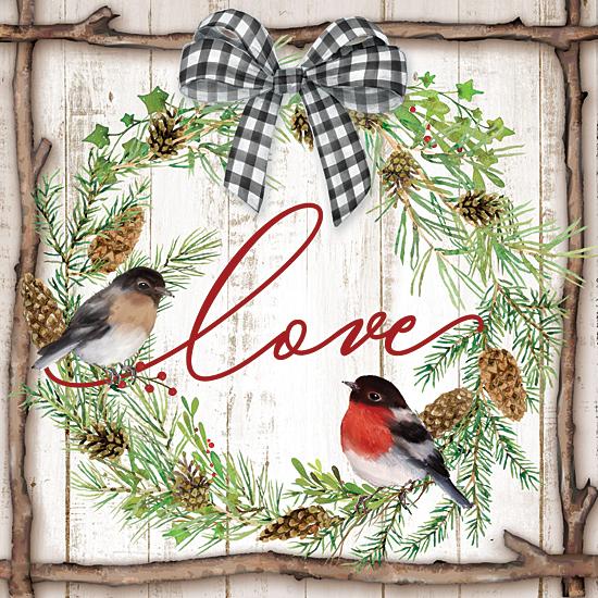 Love Pinecone Wreath By Mollie B Right Art Print - 12 X 12-Penny Lane Publishing-The Village Merchant