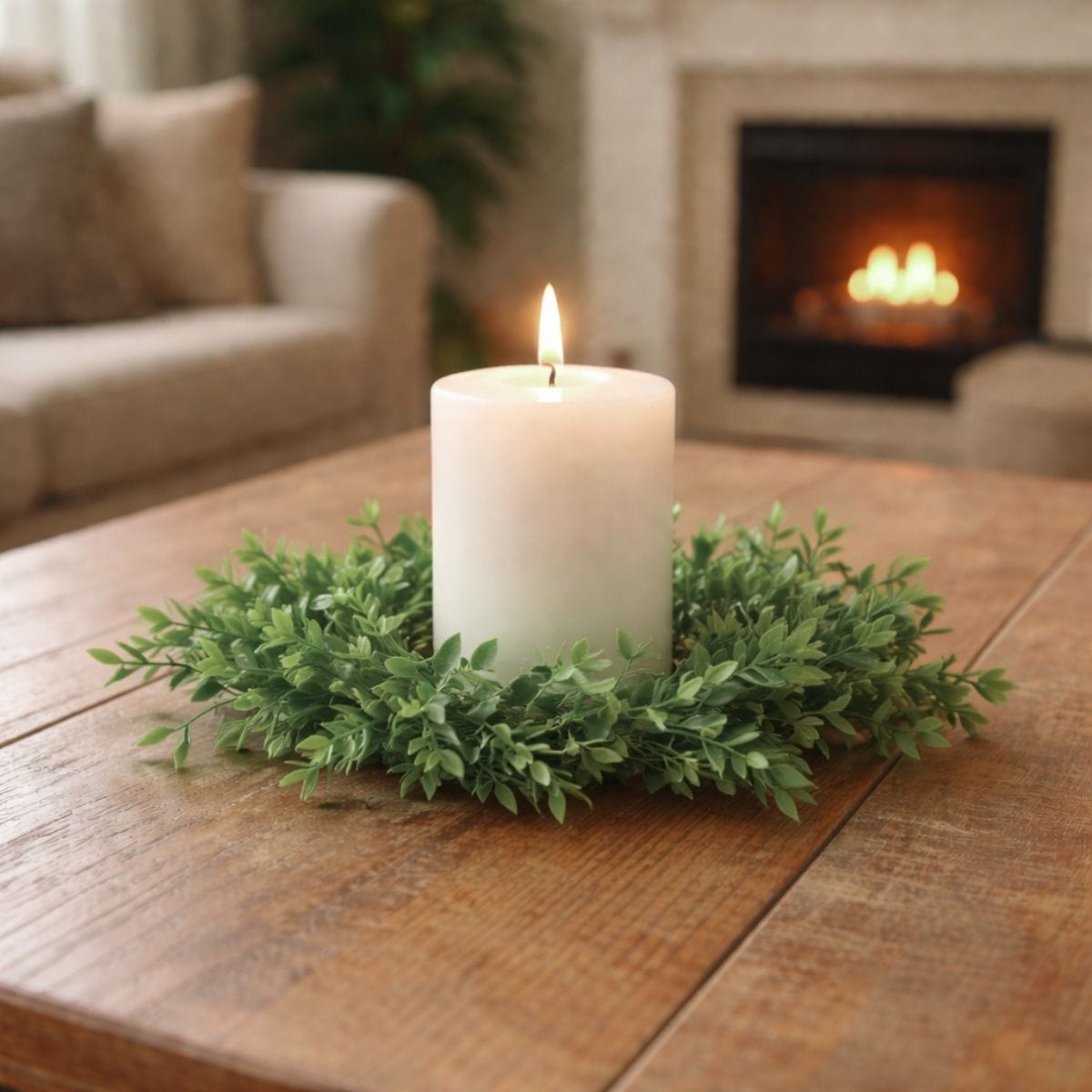 Lush Green Lemon Beauty Candle Ring / Wreath 3.25" Inner Diameter