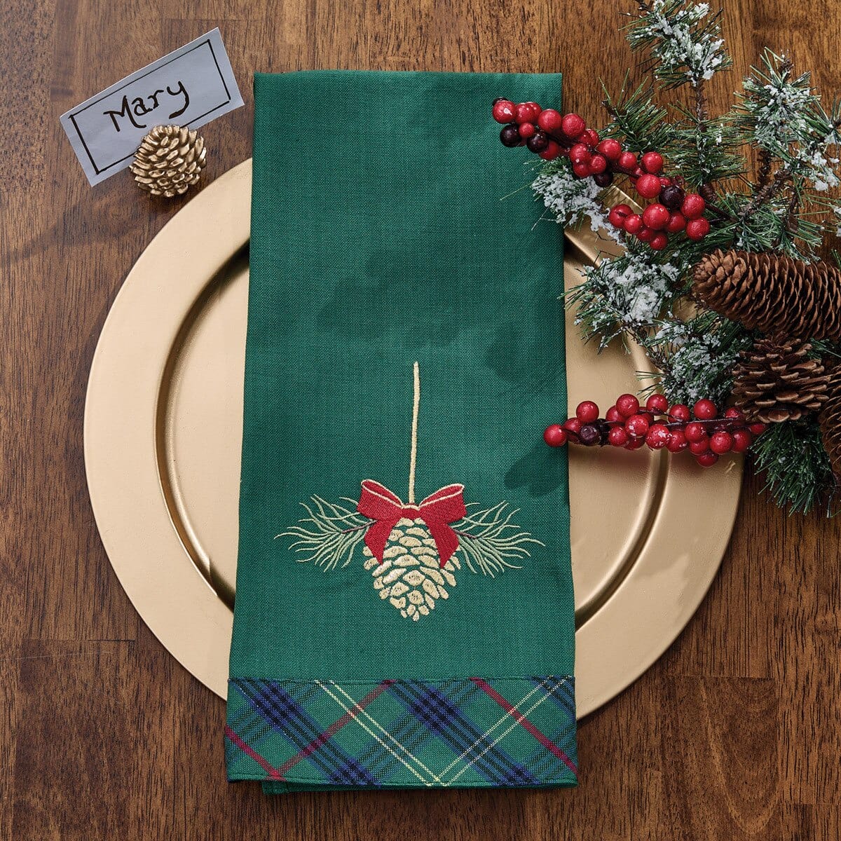 MacMerry Plaid Embroidered Patricia Heaton Home Decorative Towel