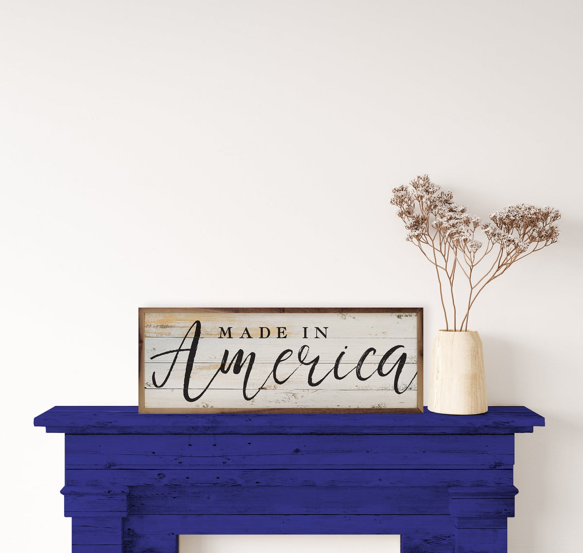 Kendrick Home Walnut Frames Made In America Whitewash Printed and Framed Wall Sign