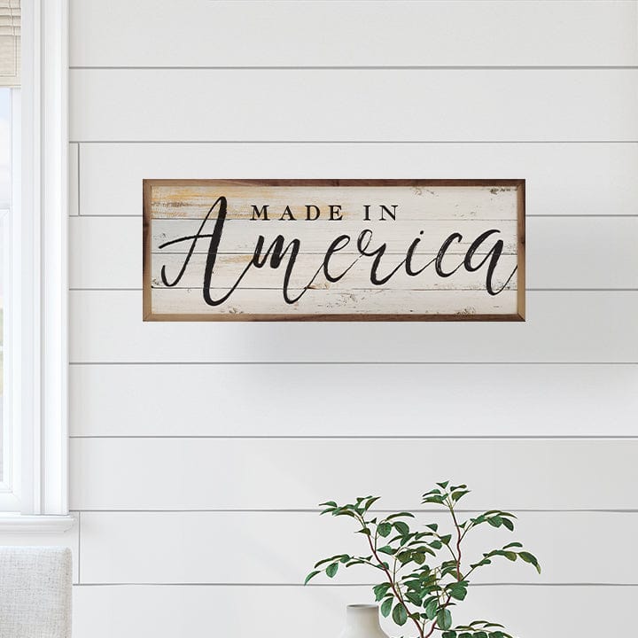 Kendrick Home Walnut Frames Made In America Whitewash Printed and Framed Wall Sign