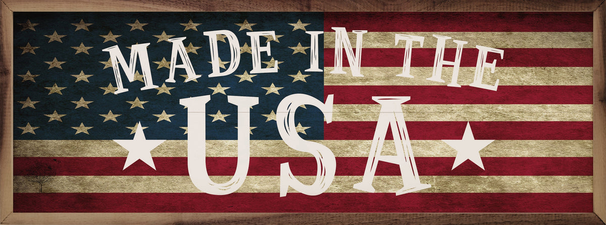 Made In The USA Flag Printed and Framed Wall Sign
