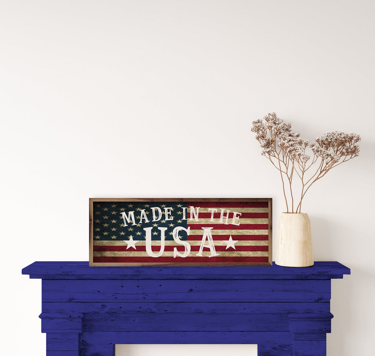 Made In The USA Flag Printed and Framed Wall Sign